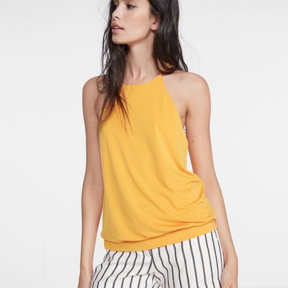 Express High Neck Banded Cami Yellow Small